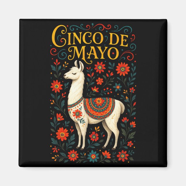 Cinco de mayo - Lama-Party-Feierkunst  Magnet (Vorne)