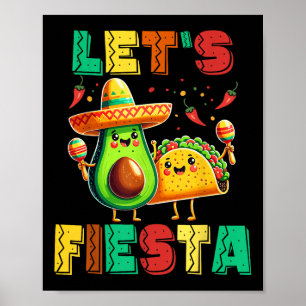 Cinco de Mayo Lasse Fiesta Avocado und Tacos Cinco Poster