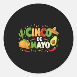 Cinco de Mayo Lasse Fiesta Avocado und Tacos Cinco Runder Aufkleber