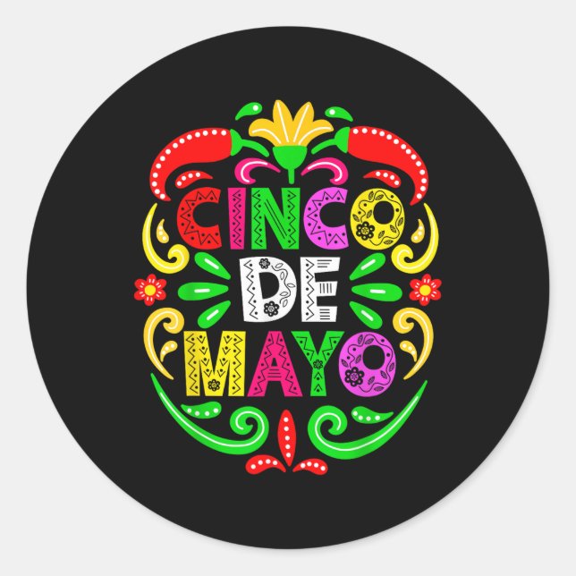 Cinco de Mayo Lets Fiesta Squad 5 Runder Aufkleber (Vorderseite)