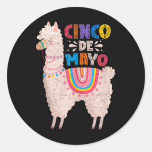 Cinco De Mayo Llama Fiesta Mexikanisches Party Vib Runder Aufkleber