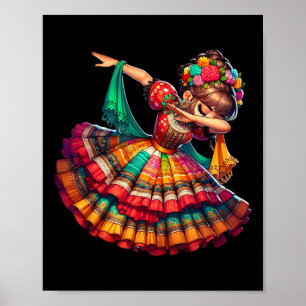 Cinco De Mayo Lustige Mexikanische Dabbing-Frau Ci Poster