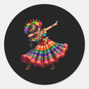 Cinco De Mayo Lustige mexikanische Dabbing-Frau Ci Runder Aufkleber