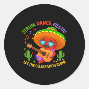 Cinco de Mayo lustiger Chili-Pfeffer Sombrero Zupf Runder Aufkleber
