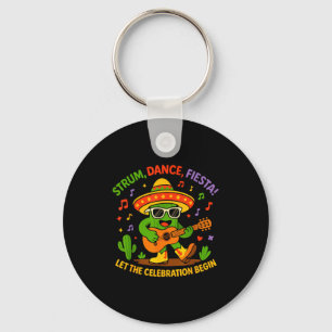 Cinco de Mayo lustiger Kaktus Sombrero Gitarre Tan Schlüsselanhänger