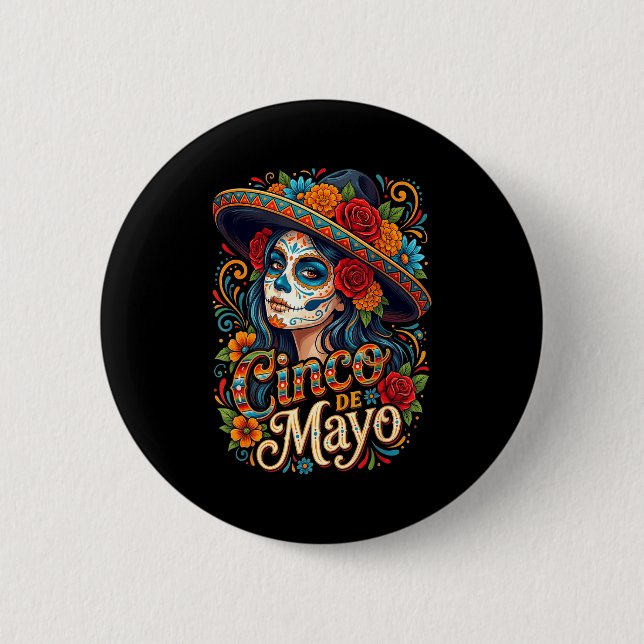 Cinco de Mayo Mädchen Frauen mexikanische Fiesta 5 Button (Vorderseite)