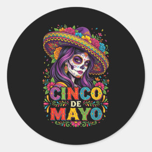 Cinco de mayo Mädchen mexikanische Fiesta 5 de may Runder Aufkleber
