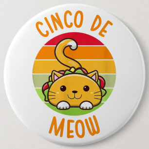 Cinco de Mayo Meow Cat Lover Mexikanischer Mai 5 F Button