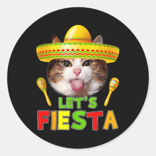 Cinco De Mayo Meow Lasse Fiesta Mexican Cactus Nie Runder Aufkleber