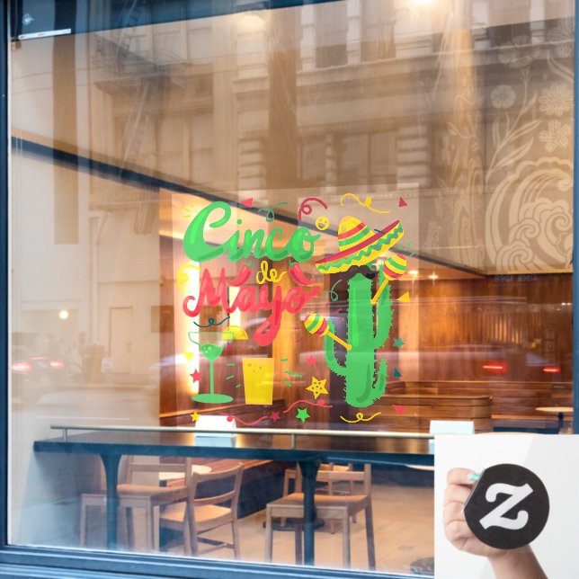 Cinco de Mayo Mexican Business Celebration Fensteraufkleber (Café-Fenster)