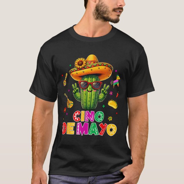 Cinco de mayo mexican cactus funny lets fiestaCinc T-Shirt (Vorderseite)