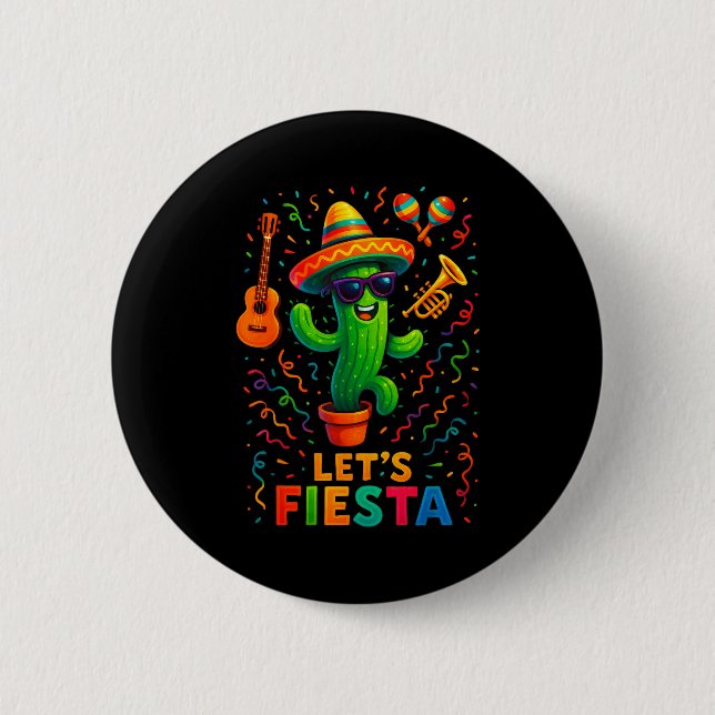 Cinco de mayo mexican cactus party funny letsCinco Button (Vorderseite)