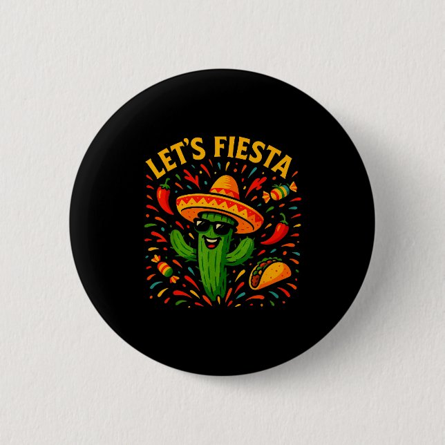 Cinco de mayo mexican cactus party funny letsCinco Button (Vorderseite)