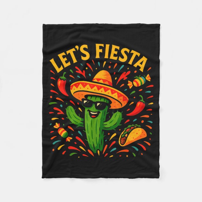Cinco de mayo mexican cactus party funny letsCinco Fleecedecke (Vorderseite)