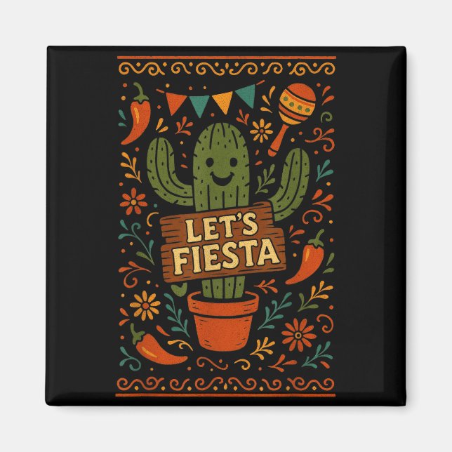 Cinco de mayo mexican cactus party funny letsCinco Magnet (Vorne)