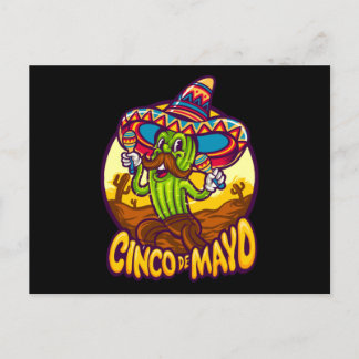 Cinco De Mayo Mexican Fiesta Cactus Playing Maraca Postkarte