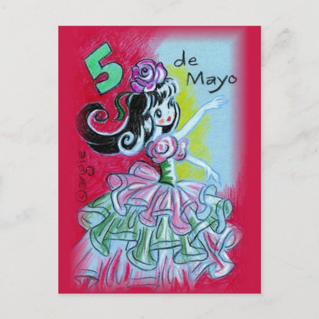 Cinco De Mayo Mexican Flamenco Dancer Postkarte (Vorderseite)