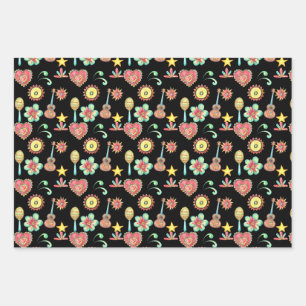 Cinco De Mayo Mexican Folk Art Muster Geschenkpapier Set