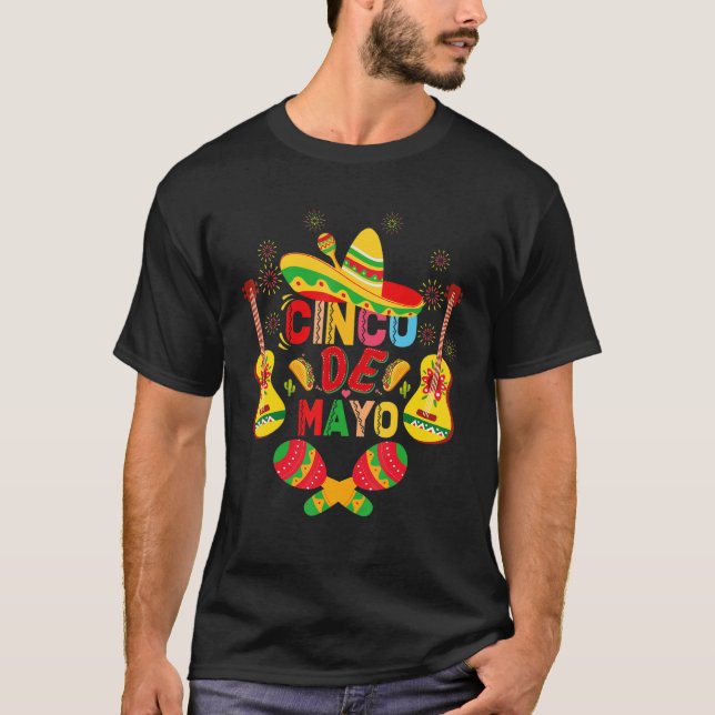 Cinco De Mayo Mexican Guitar Cactus for Men Women  T-Shirt (Vorderseite)