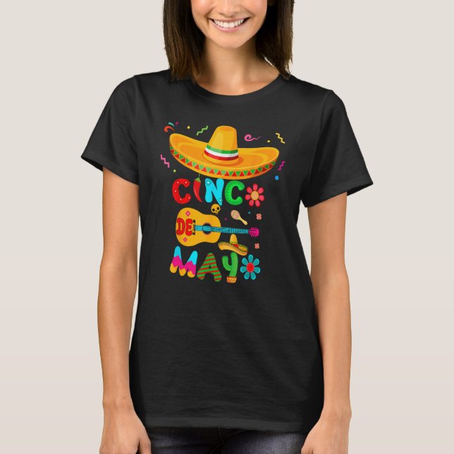 Cinco De Mayo Mexican Guitar Cactus for Men Women  T-Shirt (Vorderseite)