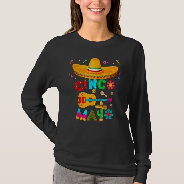 Cinco De Mayo Mexican Guitar Cactus for Men Women  T-Shirt (Vorderseite)