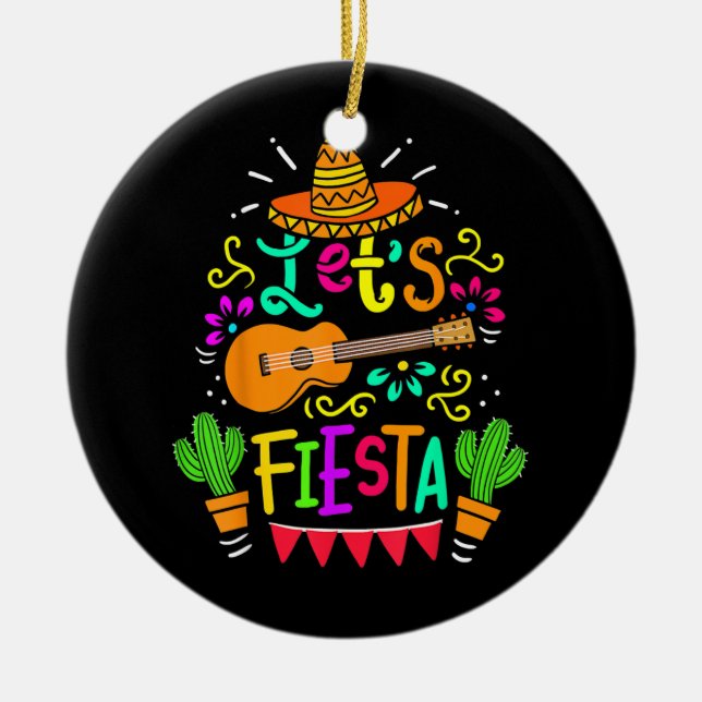 Cinco De Mayo Mexican Guitar Cactus Keramik Ornament (Vorne)