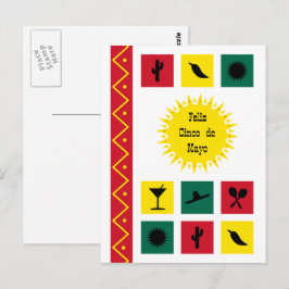 Cinco de mayo Mexican inspiriert farbenfrohe Postk Postkarte