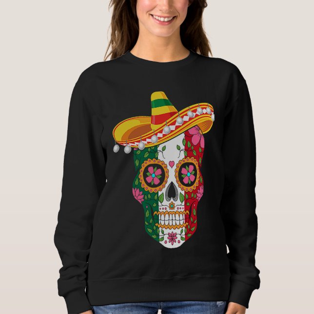 Cinco de Mayo mexican skull celebrate fiesta Sweatshirt (Vorderseite)