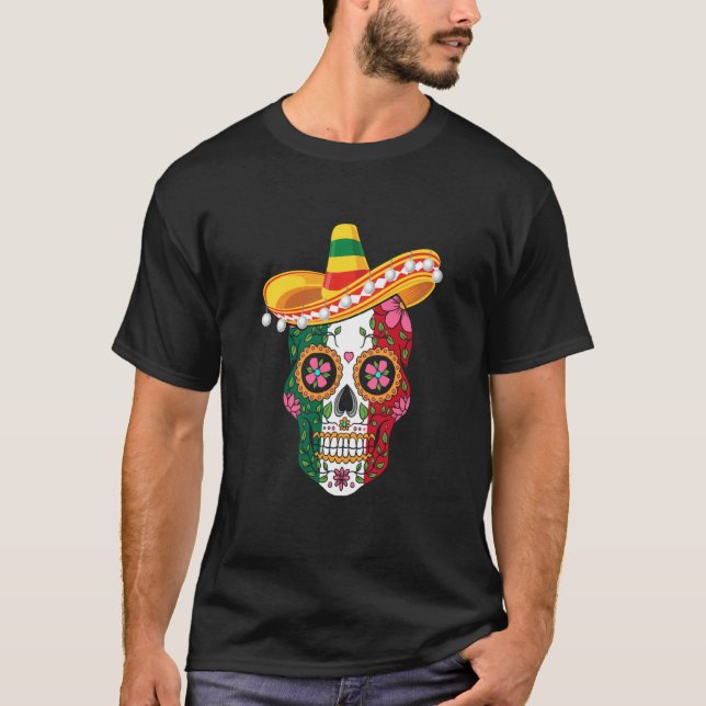 Cinco de Mayo mexican skull celebrate fiesta T-Shirt (Vorderseite)