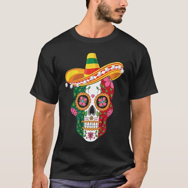 Cinco de Mayo mexican skull celebrate fiesta T-Shirt (Vorderseite)