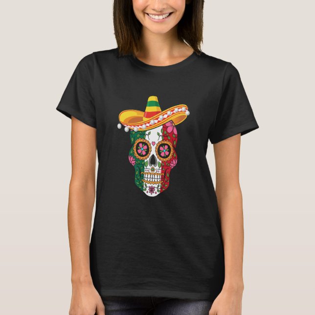 Cinco de Mayo mexican skull celebrate fiesta T-Shirt (Vorderseite)