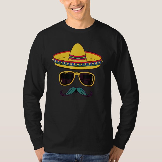 Cinco De Mayo Mexican Sombrero Face Sunglasses 3 T-Shirt (Vorderseite)