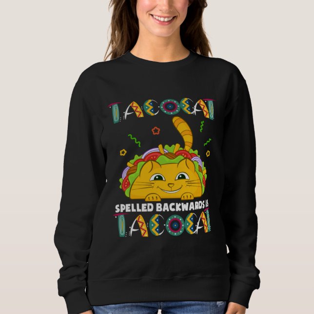 Cinco De Mayo Mexican Tacocat Cat  For Kids Sweatshirt (Vorderseite)