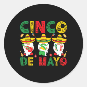 Cinco De Mayo Mexikanische Gnome Fiesta 5 De Mayo Runder Aufkleber