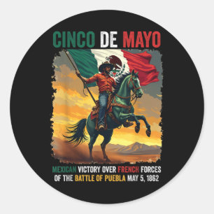 Cinco de Mayo Mexikanische Schlacht von Puebla 5.  Runder Aufkleber