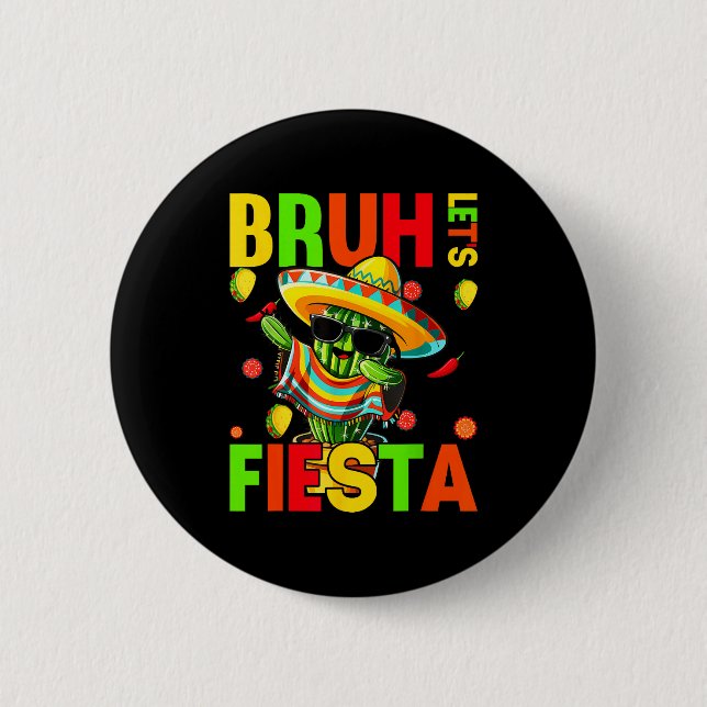 Cinco de mayo mexikanischer Kaktus lustig lass uns Button (Vorderseite)