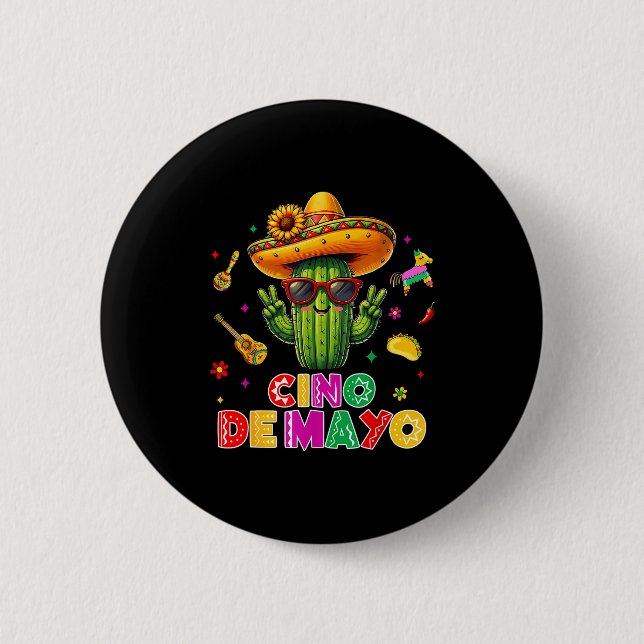 Cinco de Mayo mexikanischer Kaktus lustig lasst un Button (Vorderseite)