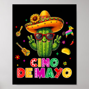 Cinco de Mayo mexikanischer Kaktus lustig lasst un Poster