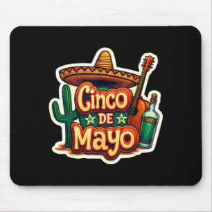 Cinco De Mayo Mexikanischer Kaktus Sombrero Gitarr Mousepad