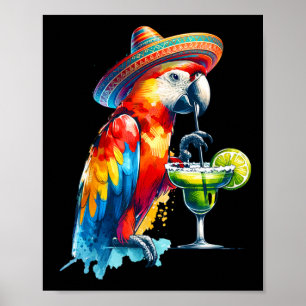 Cinco De Mayo Mexikanischer Sombrero Papagei Trink Poster
