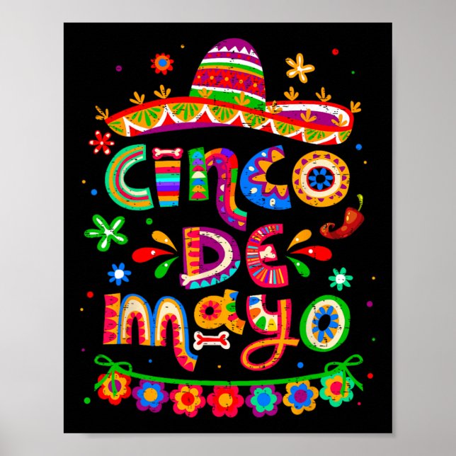 Cinco De Mayo Mexikanischer Taco Lass uns Fiesta C Poster (Vorne)