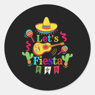 Cinco De Mayo Mexikanisches Gitarre Kaktus Shirt L Runder Aufkleber