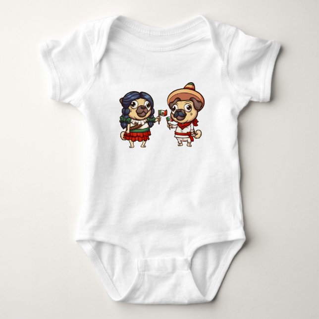 Cinco De Mayo Mops Baby Bodysuit Strampler (Vorderseite)