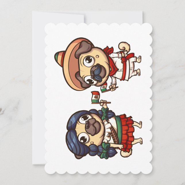 Cinco De Mayo Mops Flat Greeting Card Einladung (Vorderseite)
