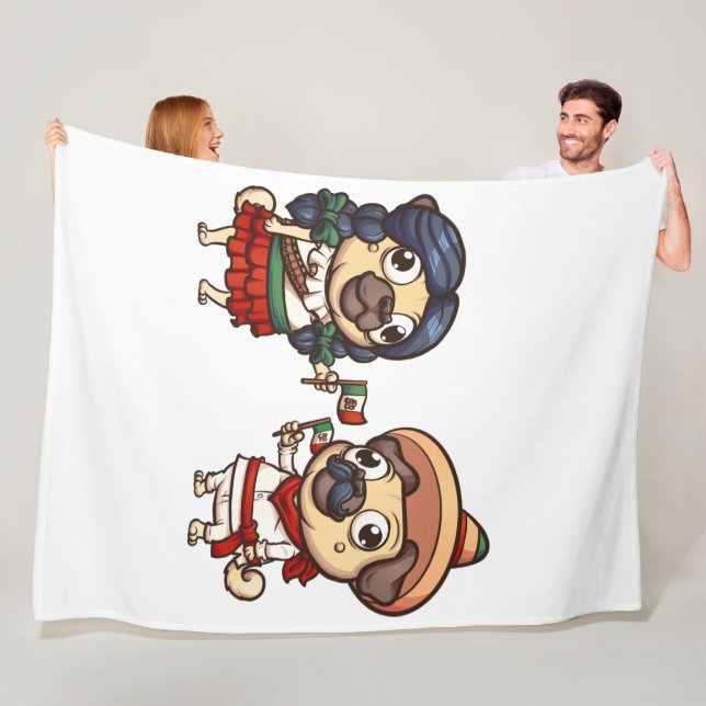 Cinco De Mayo Mops Fleece Blanket (Beispiel)