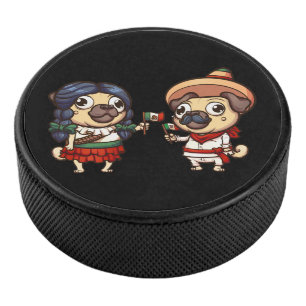 Cinco De Mayo Mops Hockey Puck
