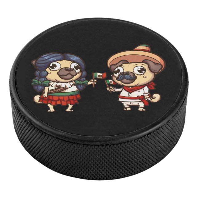 Cinco De Mayo Mops Hockey Puck (3/4)