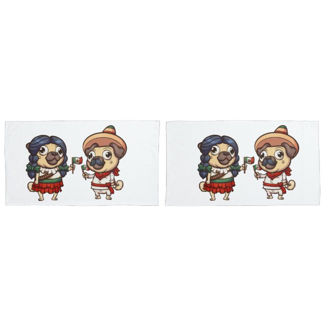 Cinco De Mayo Mops Pillowcases Kissenbezug (Vorderseite-Set)