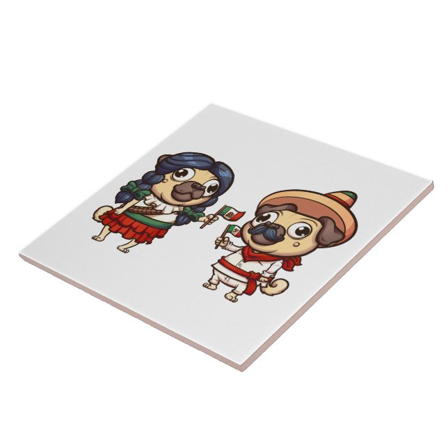 Cinco De Mayo Möpsen Tile Fliese (Seite)