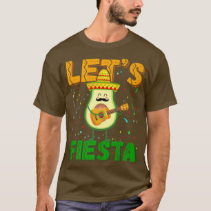 Cinco De Mayo Mustache Avocado Guitar Lets Fiesta T-Shirt